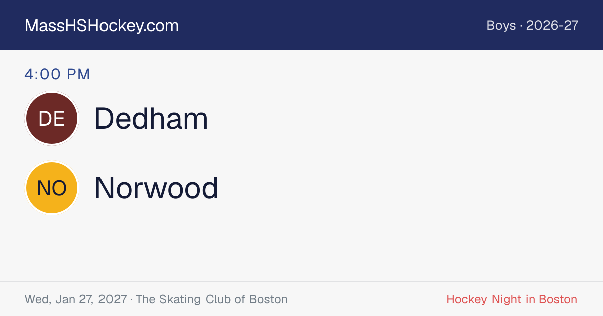 Dedham at Norwood score card