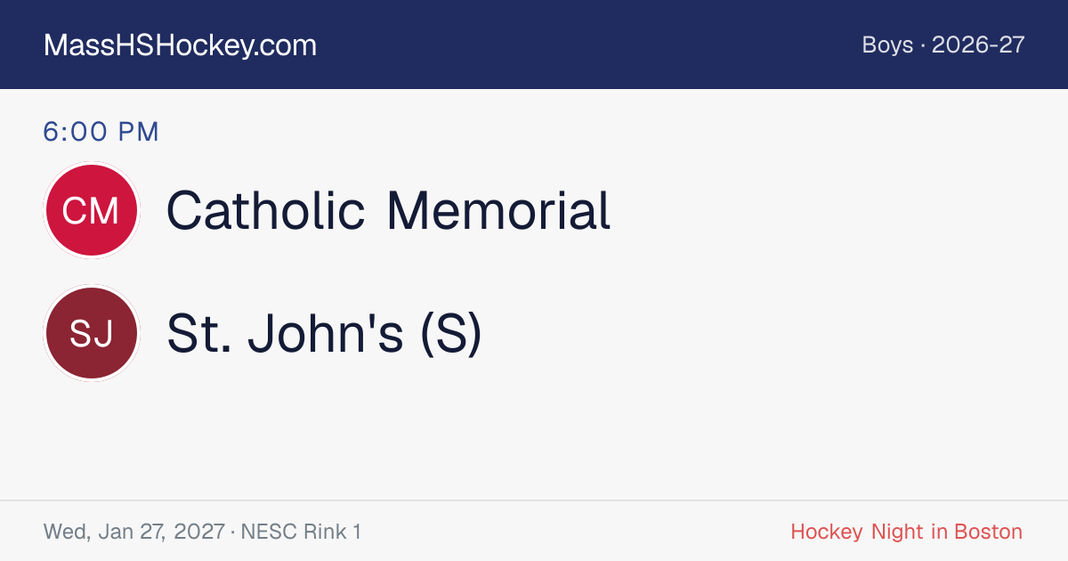 Catholic Memorial at St. John's (S) score card