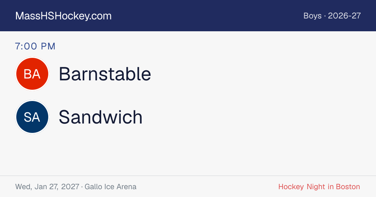 Barnstable at Sandwich score card