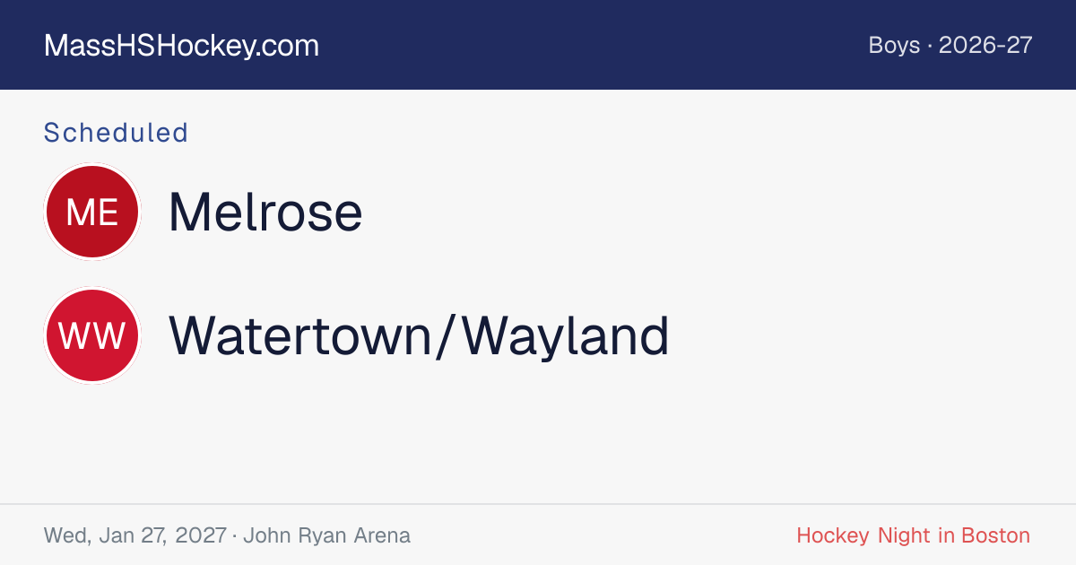 Melrose at Watertown/Wayland score card