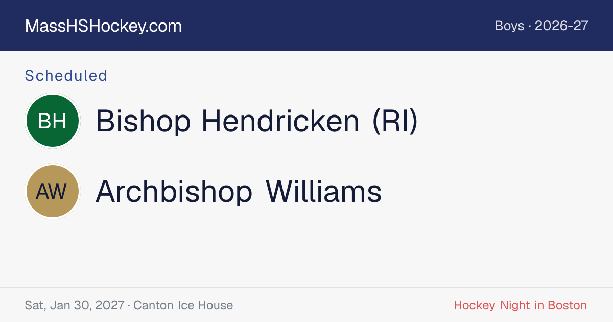 Bishop Hendricken (RI) at Archbishop Williams score card