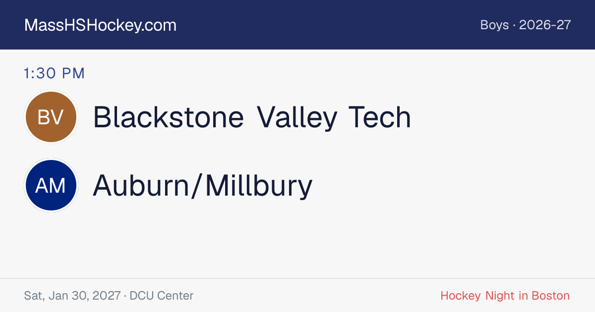 Blackstone Valley Tech at Auburn/Millbury score card