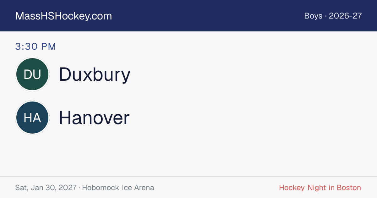Duxbury at Hanover score card