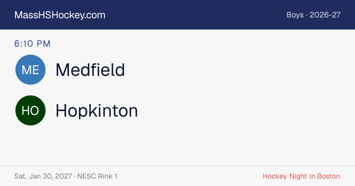 Medfield at Hopkinton score card