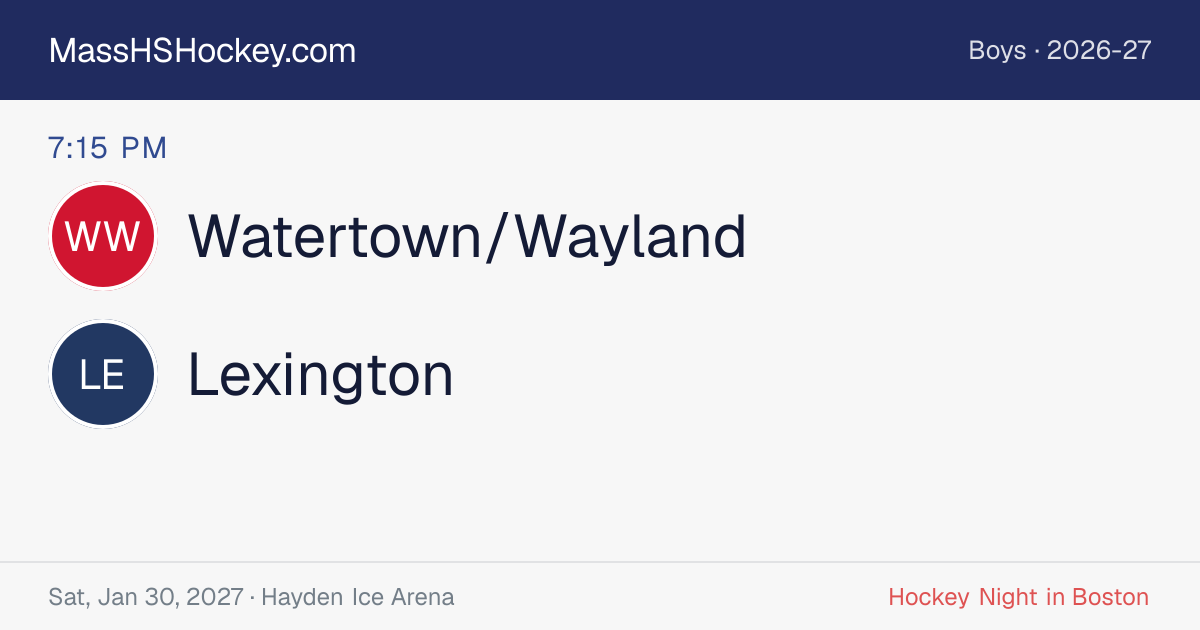 Watertown/Wayland at Lexington score card