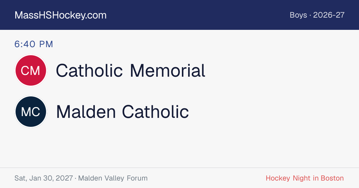 Catholic Memorial at Malden Catholic score card