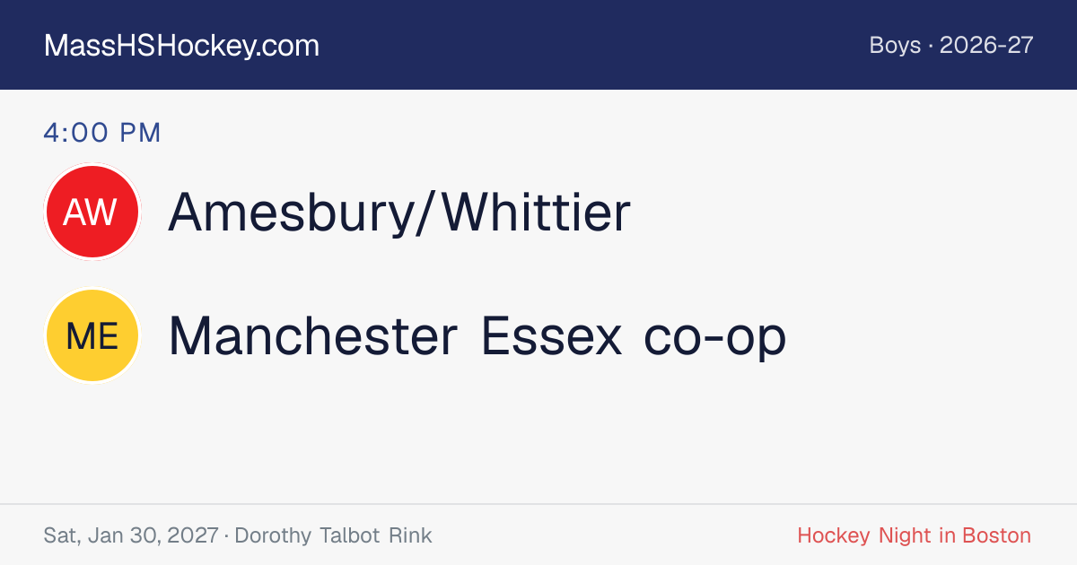 Amesbury/Whittier at Manchester Essex co-op score card