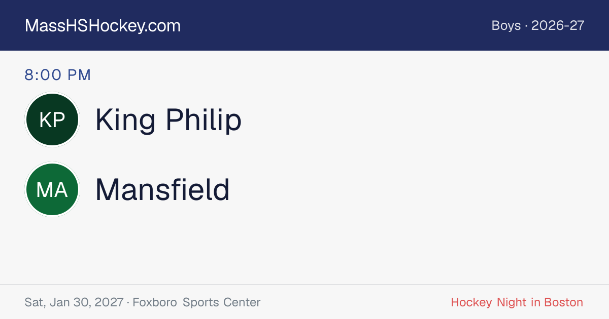 King Philip at Mansfield score card