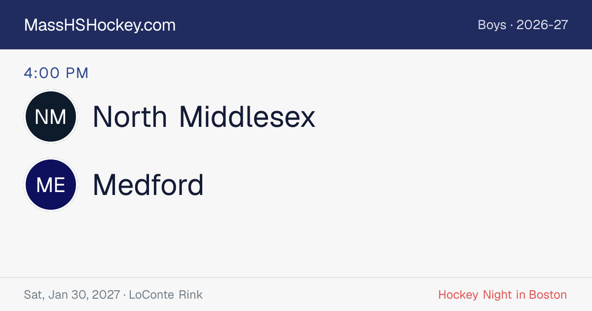 North Middlesex at Medford score card