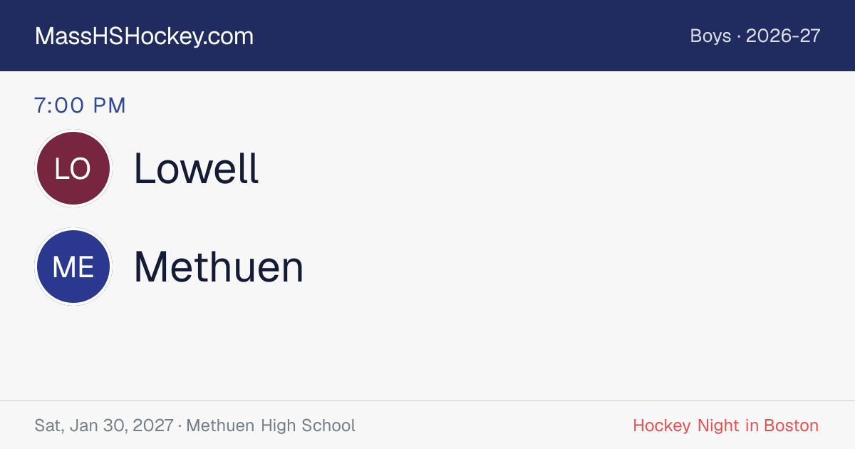 Lowell at Methuen score card