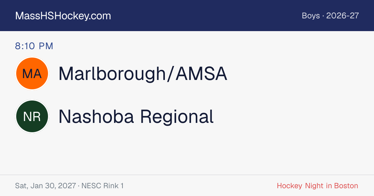 Marlborough/AMSA at Nashoba Regional score card