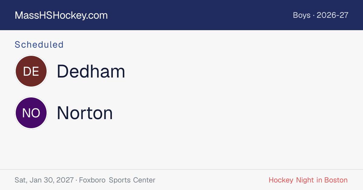 Dedham at Norton score card