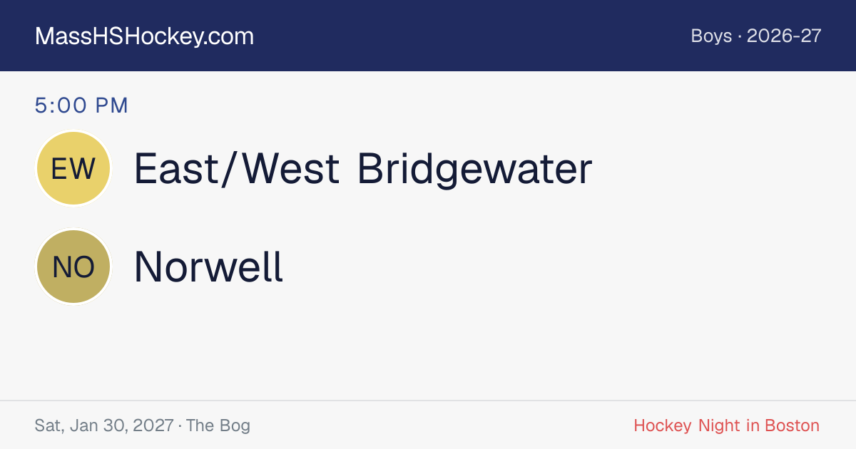 East/West Bridgewater at Norwell score card
