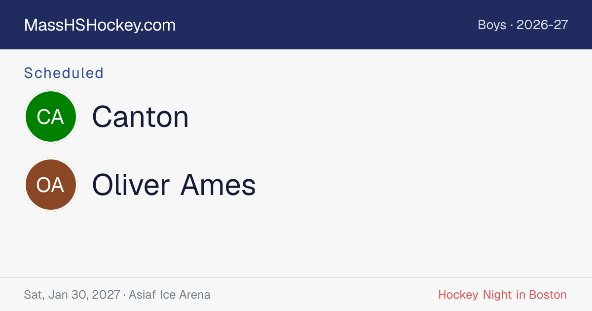Canton at Oliver Ames score card