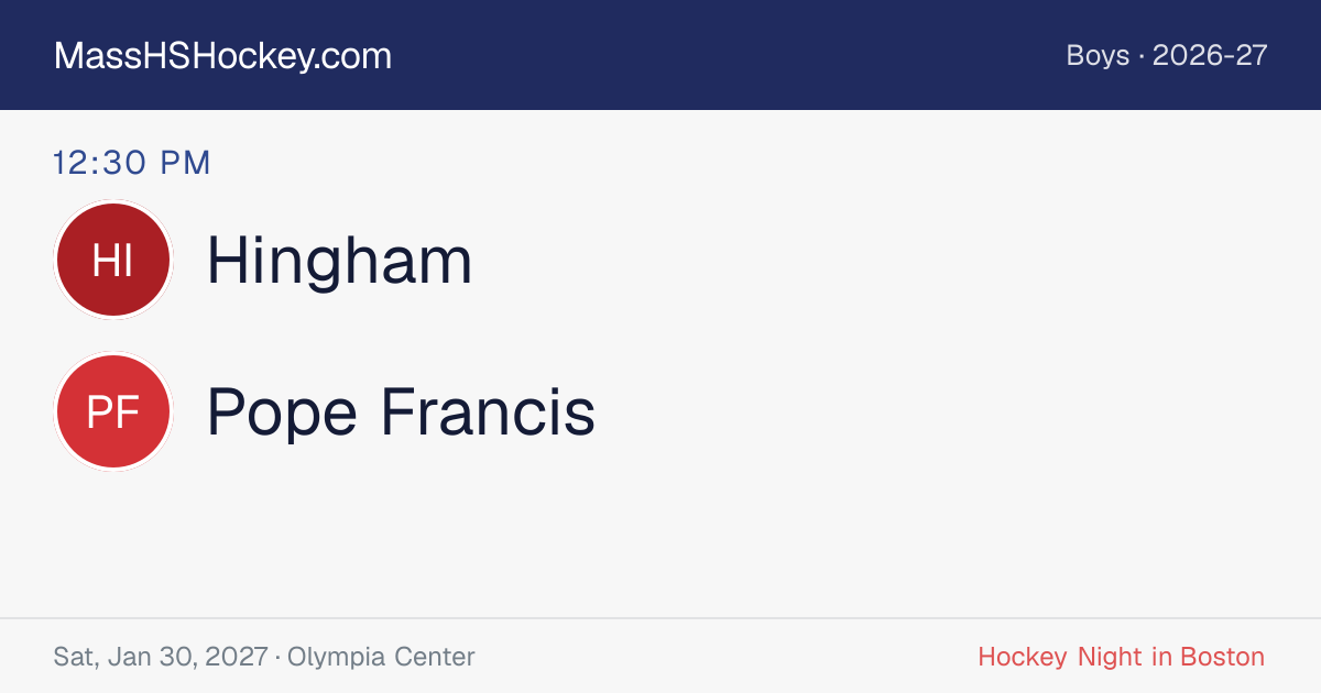 Hingham at Pope Francis score card