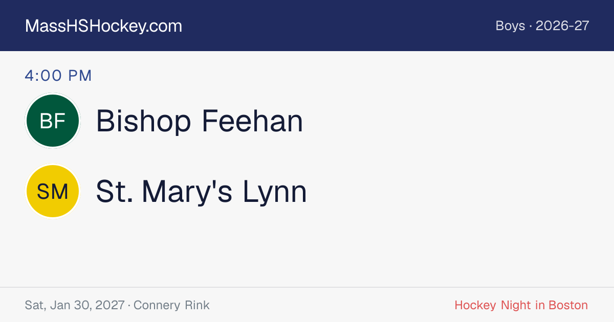 Bishop Feehan at St. Mary's Lynn score card