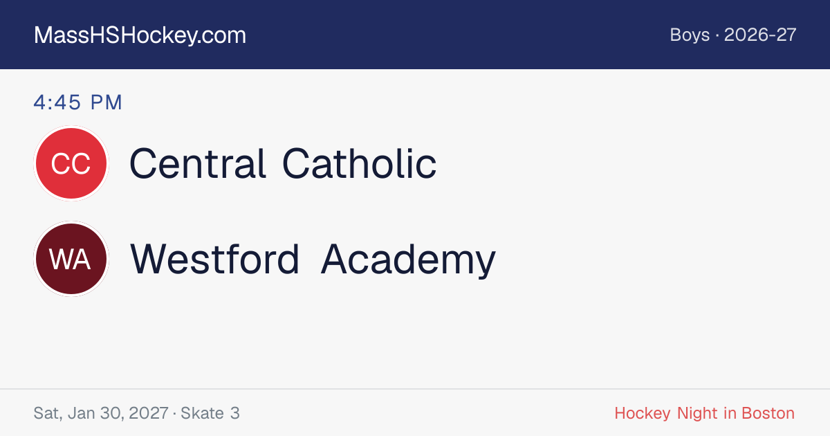 Central Catholic at Westford Academy score card