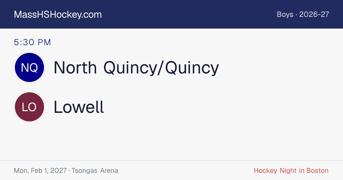 North Quincy/Quincy at Lowell score card