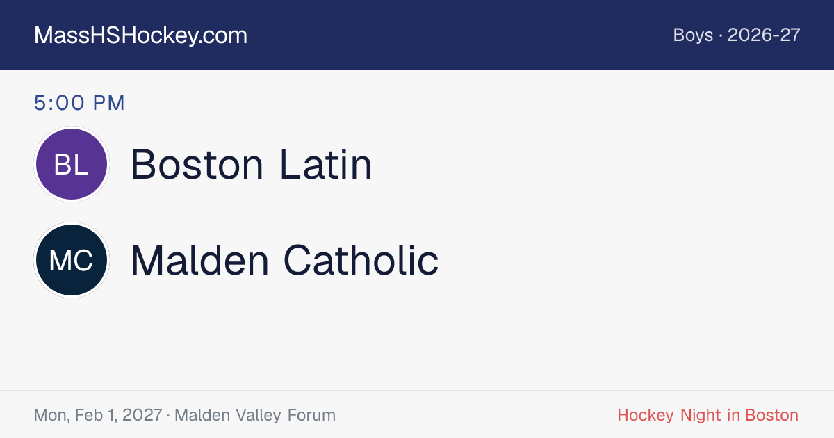 Boston Latin at Malden Catholic score card