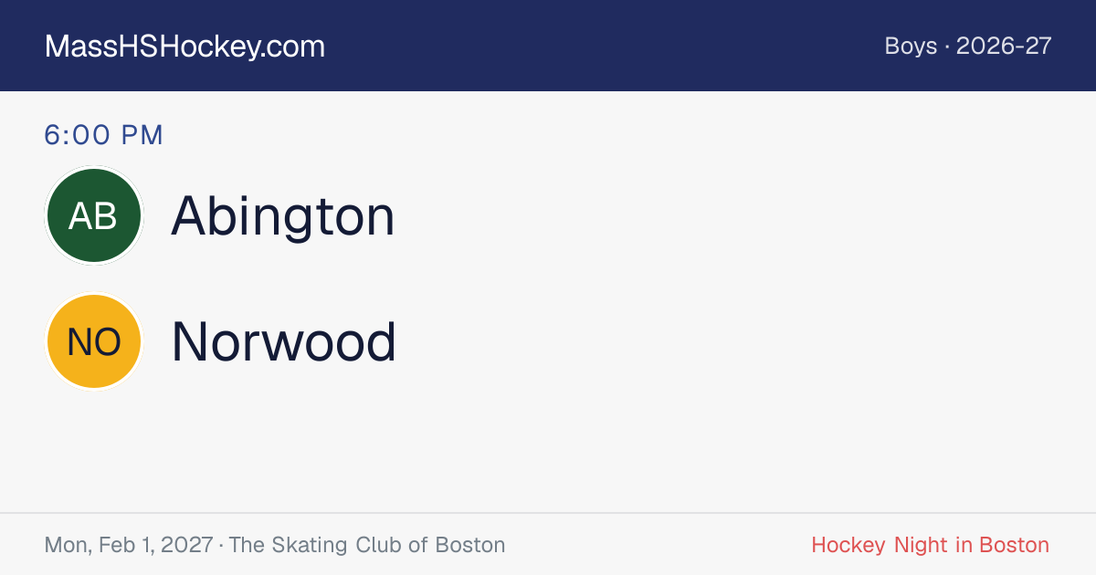 Abington at Norwood score card
