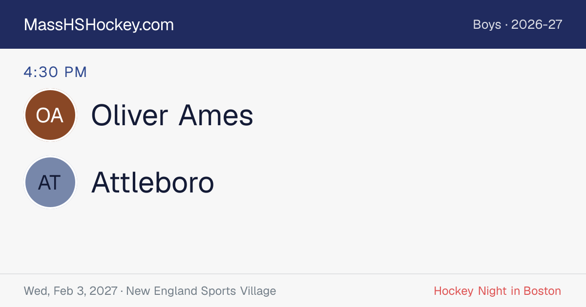 Oliver Ames at Attleboro score card