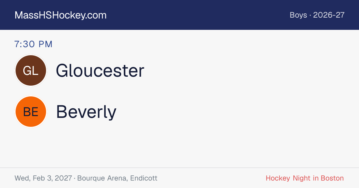 Gloucester at Beverly score card