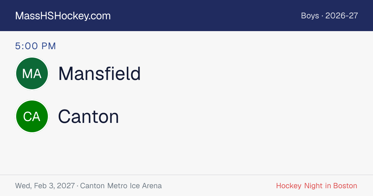 Mansfield at Canton score card