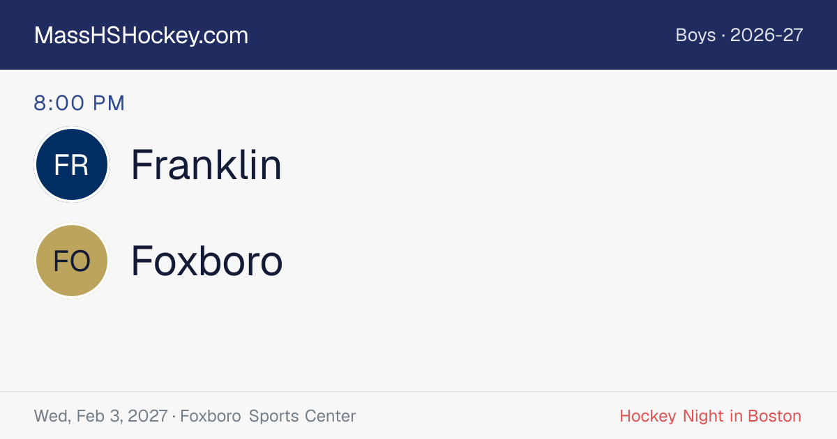 Franklin at Foxboro score card