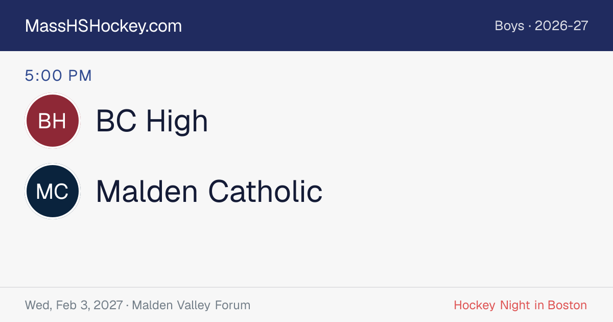 BC High at Malden Catholic score card