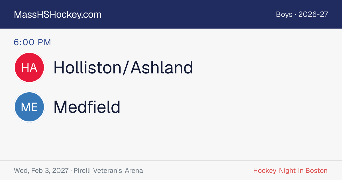 Holliston/Ashland at Medfield score card