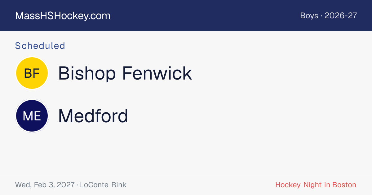 Bishop Fenwick at Medford score card