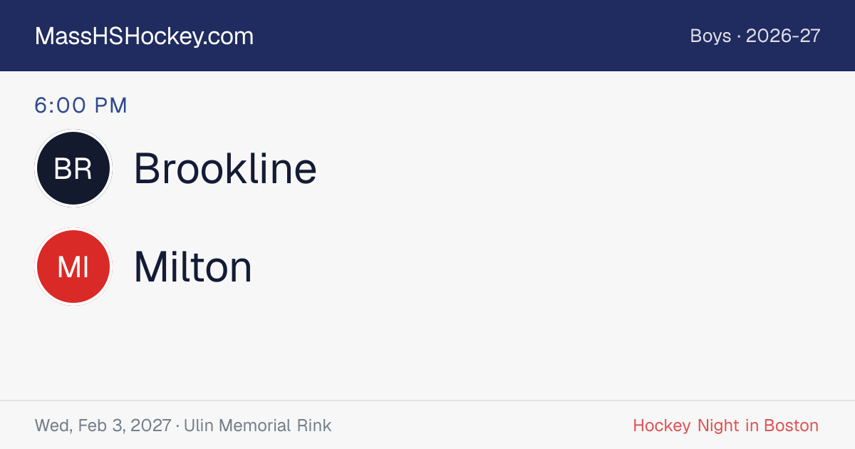 Brookline at Milton score card