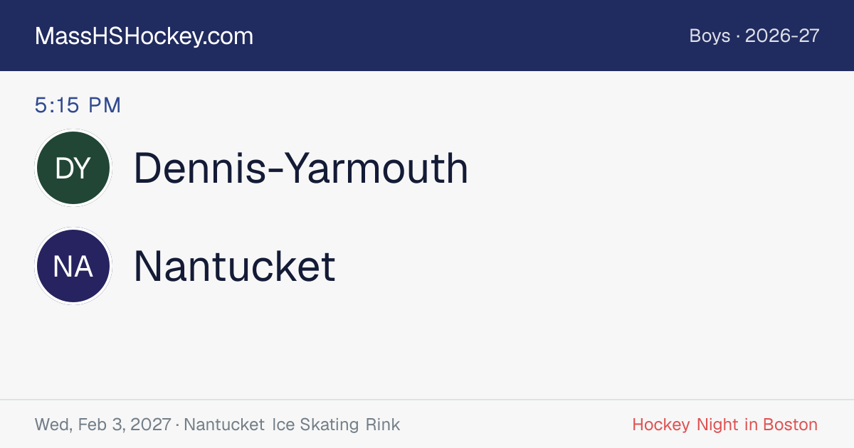 Dennis-Yarmouth at Nantucket score card