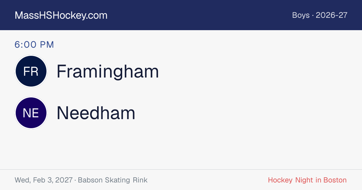 Framingham at Needham score card