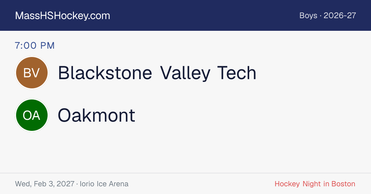 Blackstone Valley Tech at Oakmont score card