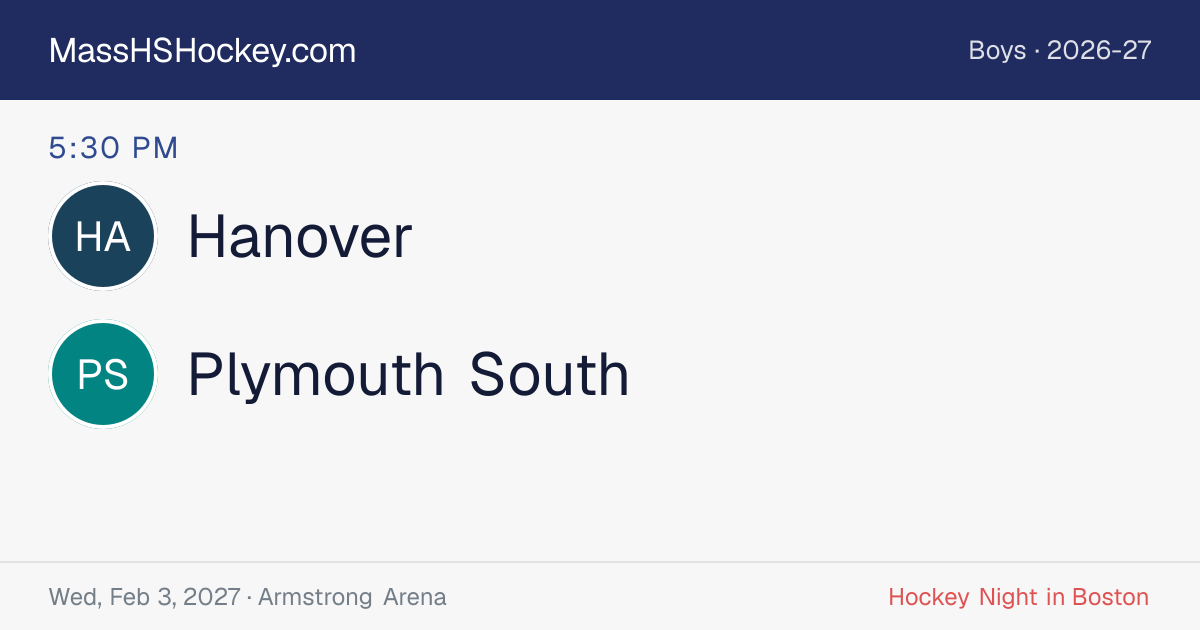 Hanover at Plymouth South score card