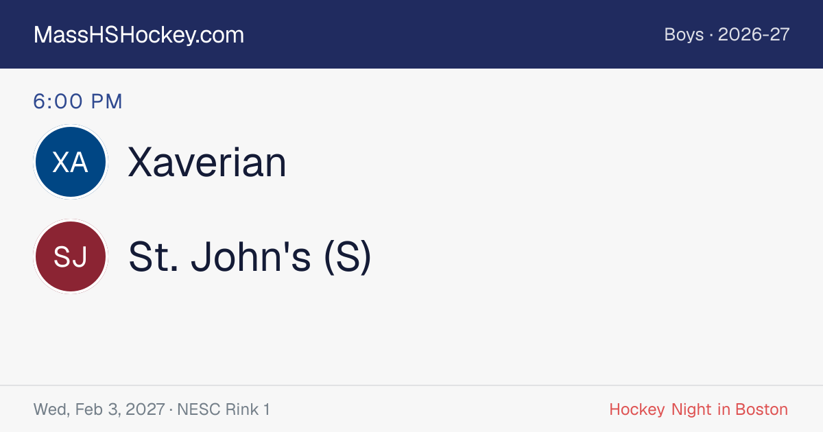 Xaverian at St. John's (S) score card