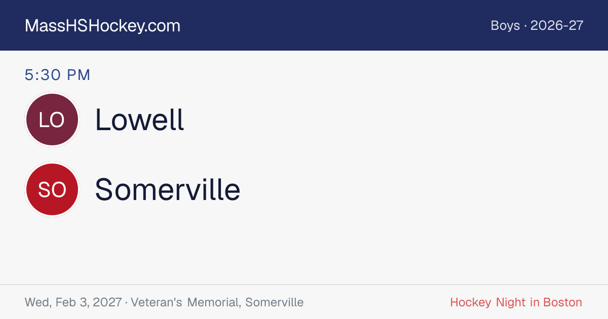 Lowell at Somerville score card
