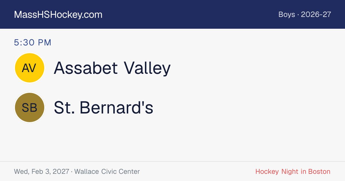 Assabet Valley at St. Bernard's score card
