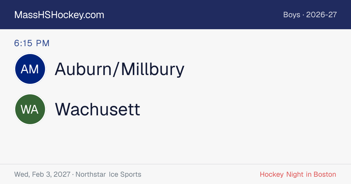 Auburn/Millbury at Wachusett score card