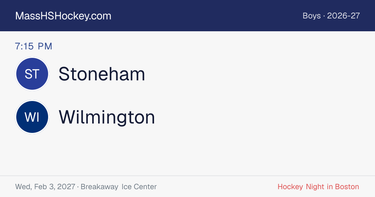 Stoneham at Wilmington score card