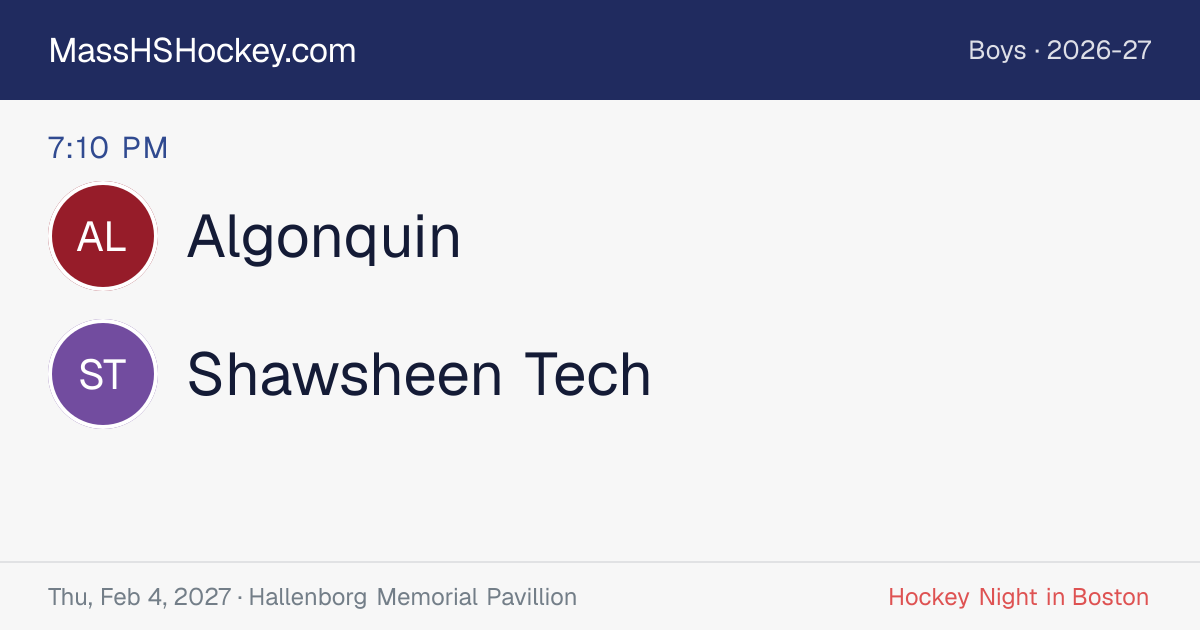Algonquin at Shawsheen Tech score card