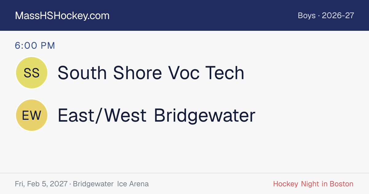 South Shore Voc Tech at East/West Bridgewater score card