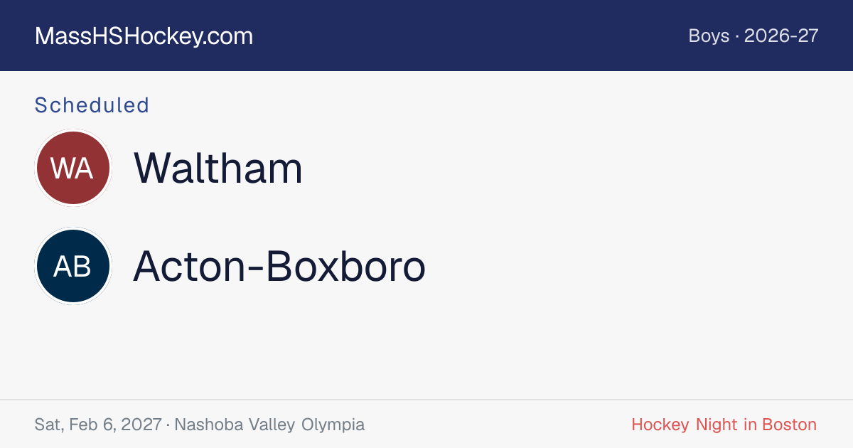 Waltham at Acton-Boxboro score card