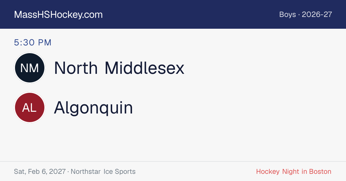North Middlesex at Algonquin score card