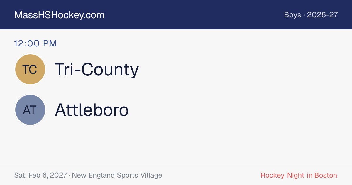 Tri-County at Attleboro score card