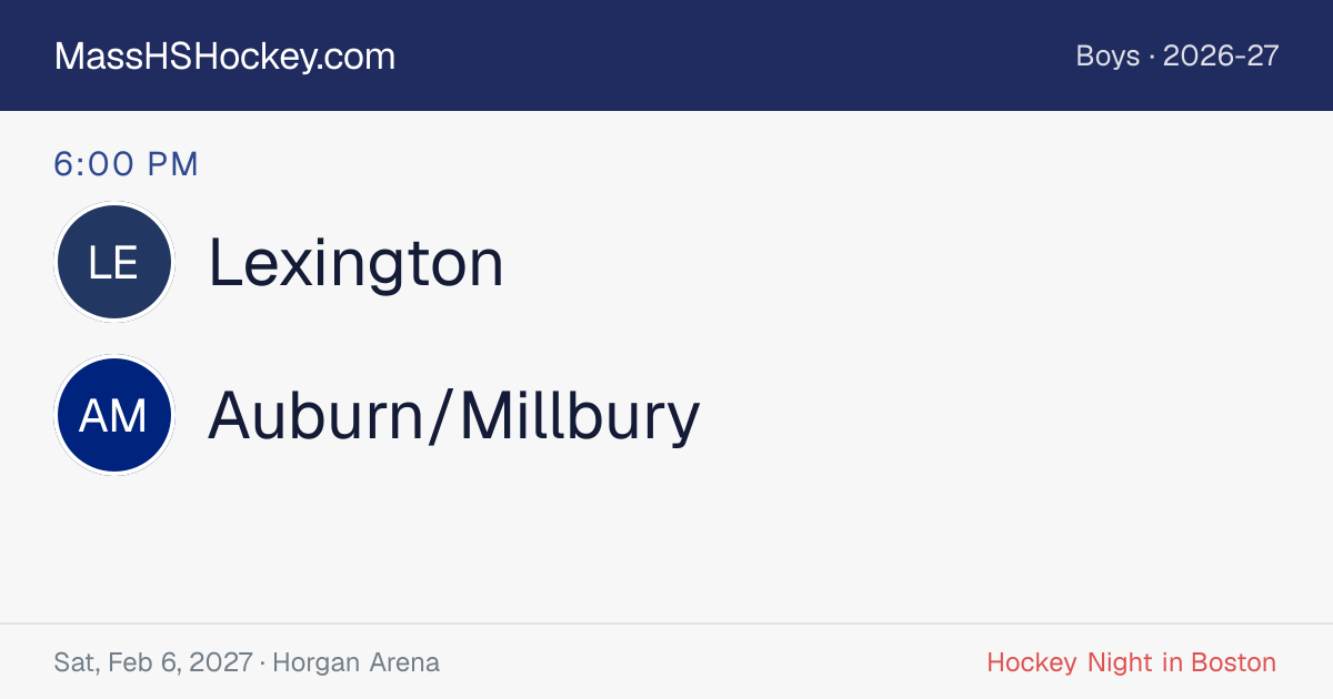 Lexington at Auburn/Millbury score card
