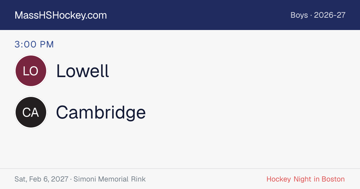 Lowell at Cambridge score card