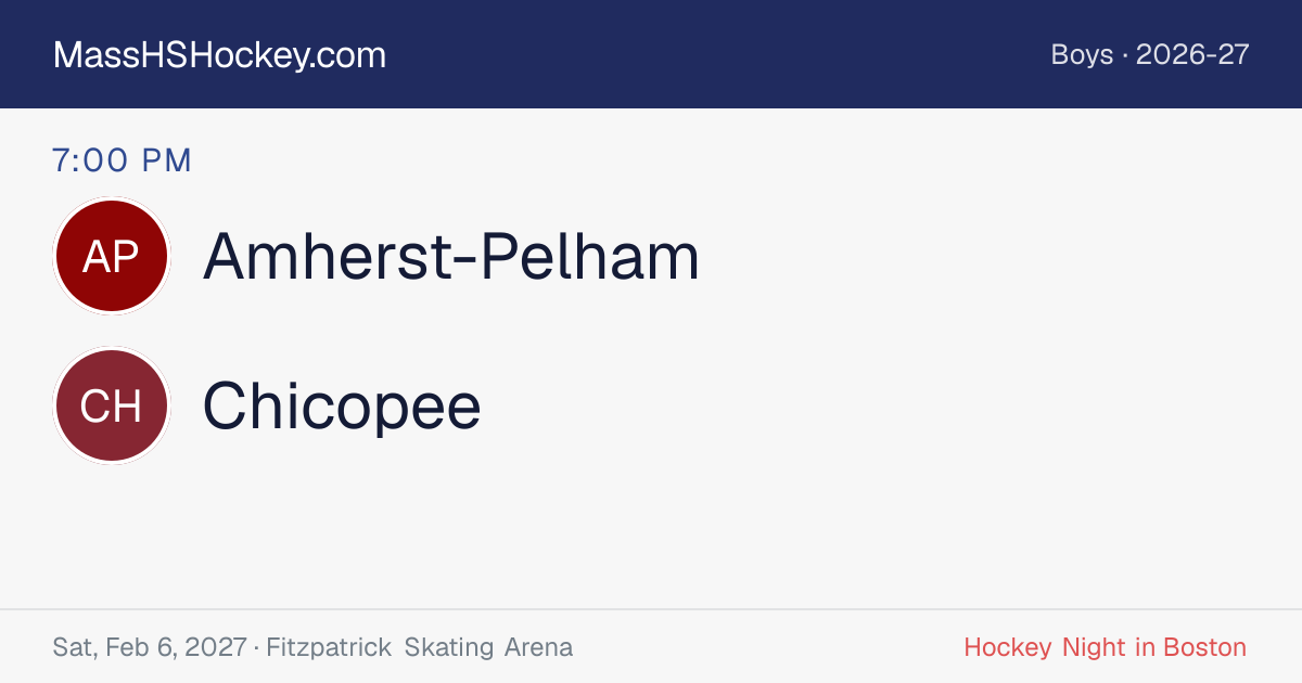 Amherst-Pelham at Chicopee score card