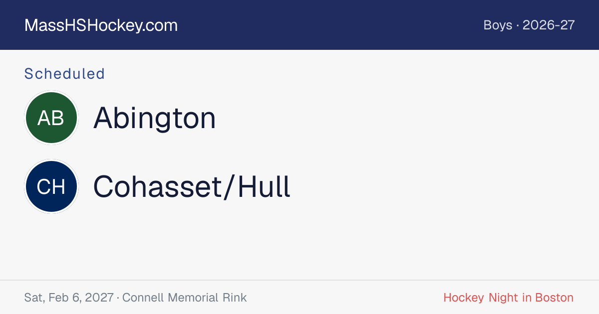 Abington at Cohasset/Hull score card